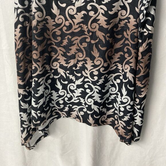 45-2 FRONT OF CLOSET black multicolor v-cut handkerchief hem sleeveless top 3X - Picture 3 of 6